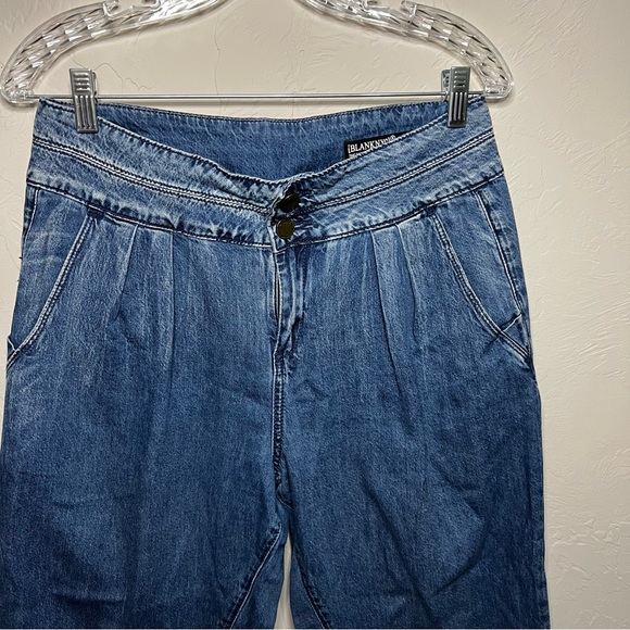 Blank NYC The Balloon Bo Legged High Rise Pleated‎ Flowy Trouser Denim Jeans - Picture 3 of 10